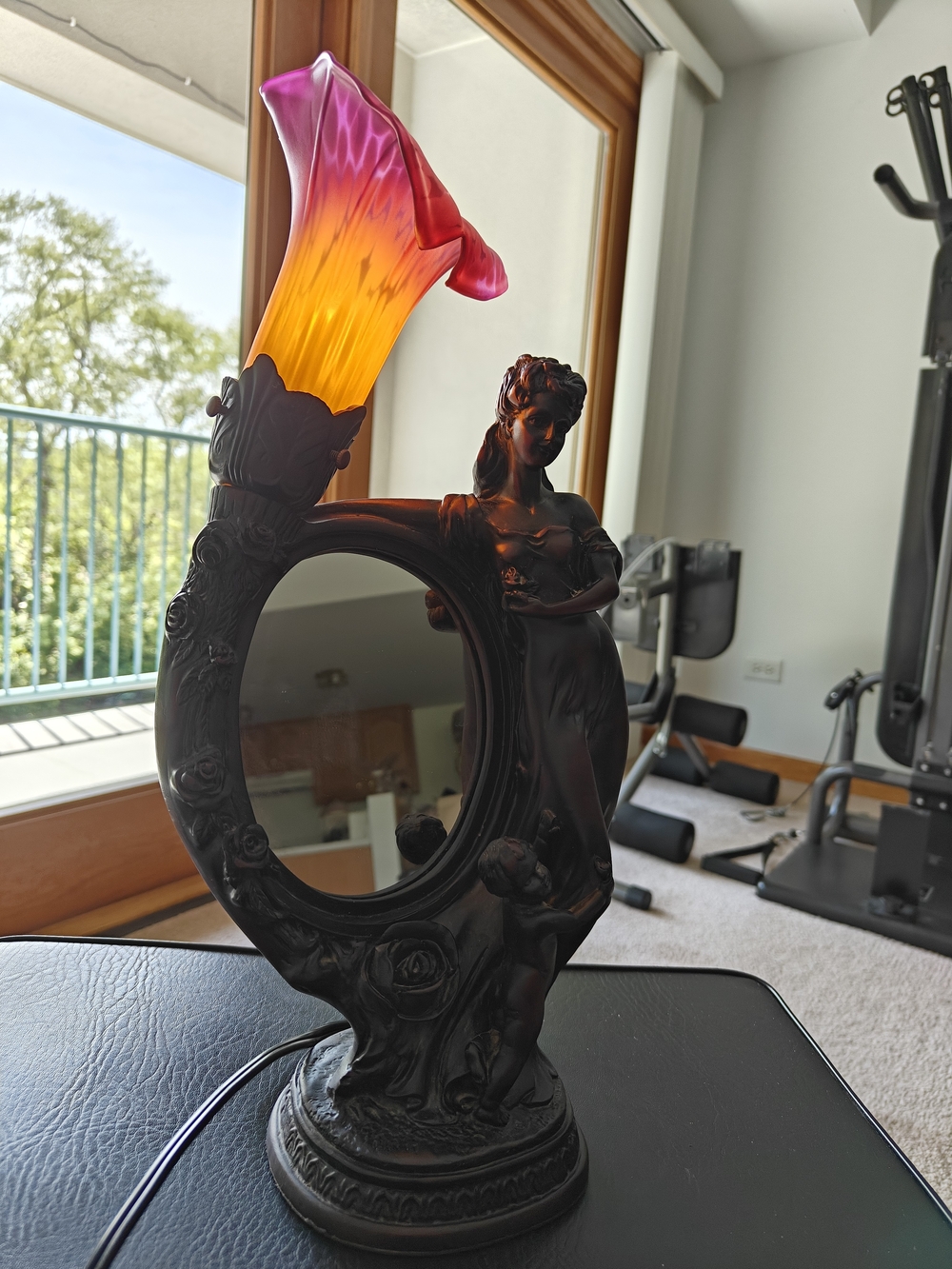Vintage Crosa Art Nouveau Style Mirror Lamp